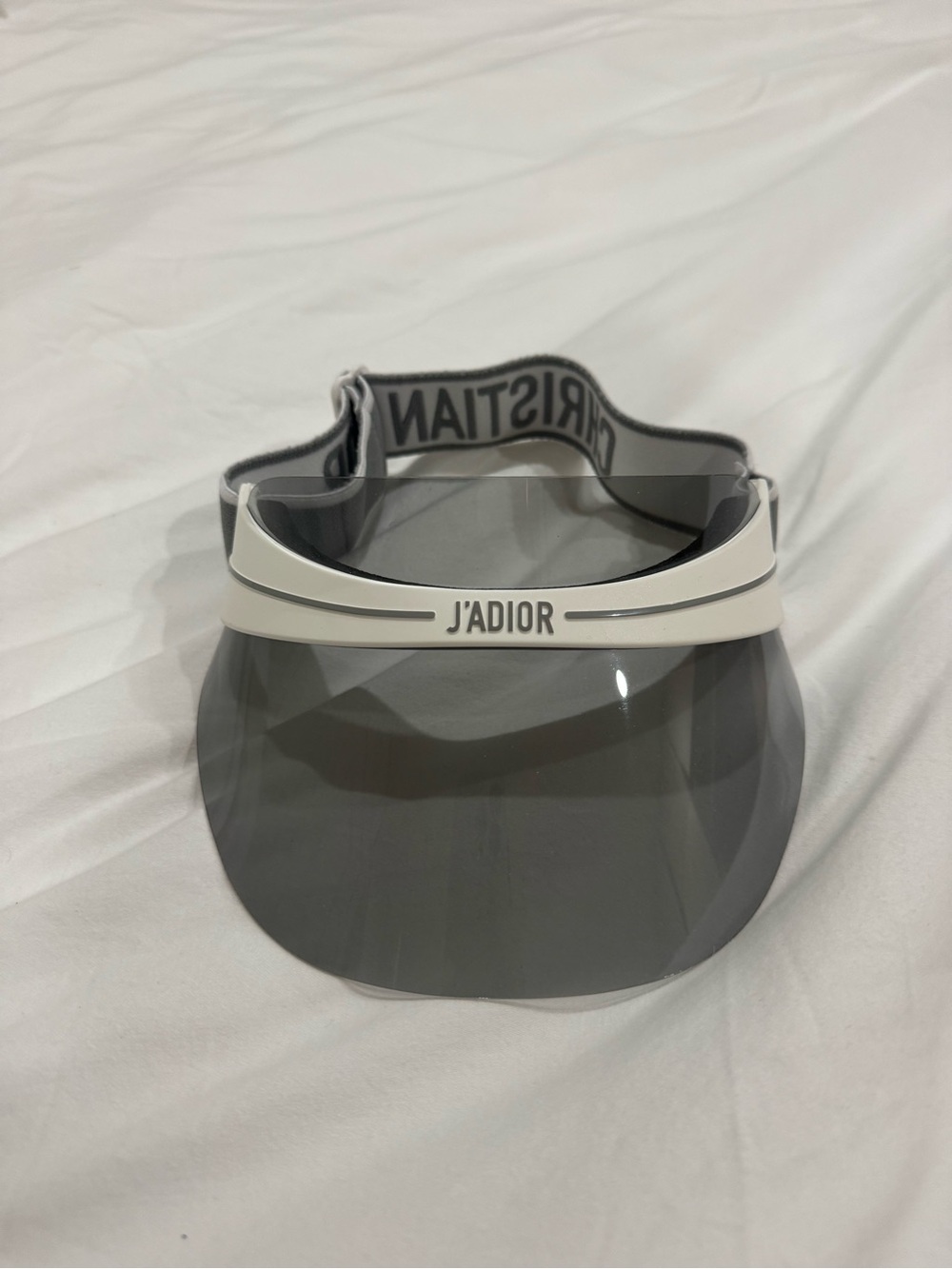 Dior White Frame Visor with Gray Shield